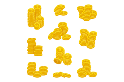 Different stacks of golden coins