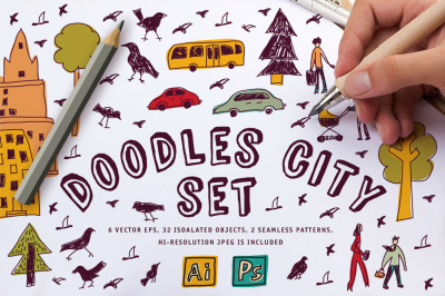 Doodles city vector set