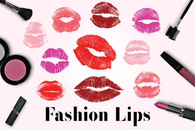 Fashion Lips Clipart, Kissing Lips