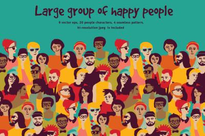 Group of happy people vector set