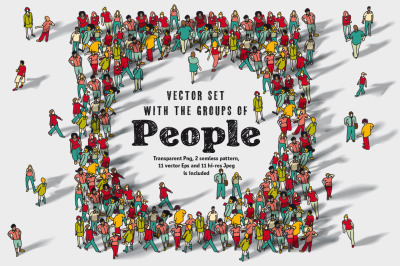 Group people vector set