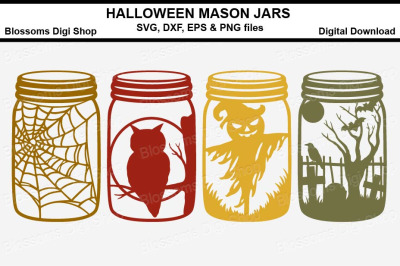 Halloween Mason Jars, SVG, DXF, EPS and PNG files