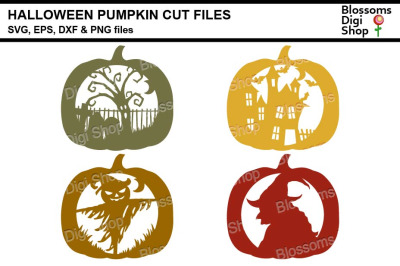 Halloween Pumpkin Cut Files, SVG, DXF, EPS &amp; PNG files
