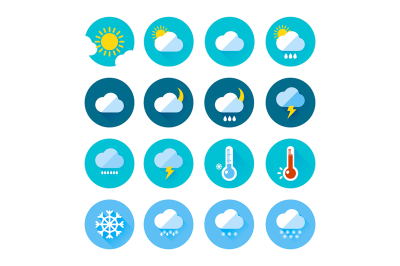  Colored weather icons in flat style