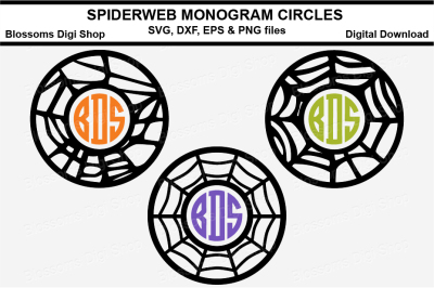 Spiderweb Monogram Circles, SVG, DXF, EPS &amp; PNG files