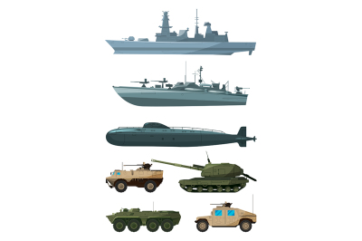 Warships and armored vehicles of land forces