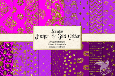 Fuchsia and Gold Glitter Patterns