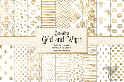 Gold and White Digital Paper