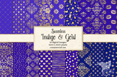 Indigo and Gold Digital Paper