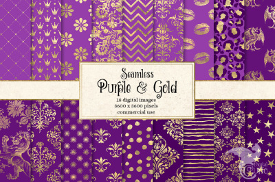 Purple and Gold Digital Paper