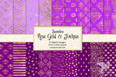 Rose Gold and Fuchsia Digital Paper