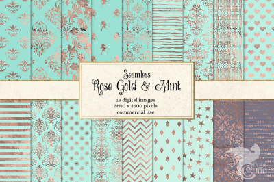 Rose Gold and Mint Digital Paper