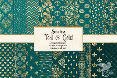 Teal and Gold Digital Paper