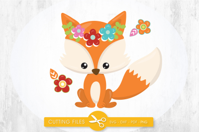 Cutesy fall fox SVG, PNG, EPS, DXF, cut file