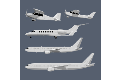 Vector illustrations of airplanes in cartoon style