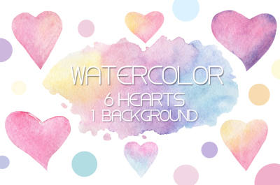 Watercolor hearts PNG