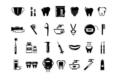  Dental monochrome vector pictures