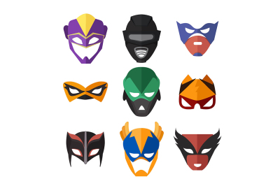 Vector illustrations of superheroes masks