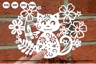 Cat paper cut SVG / DXF / EPS Files
