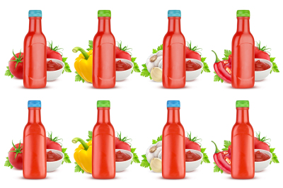 Tomato ketchup bottle isolated on white background