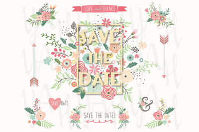 Save The Date Floral Frame Design