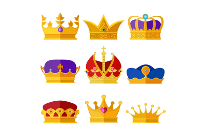 Golden crowns of kings, prince or queen