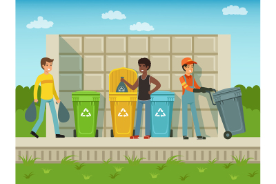 People put garbage in plastic packages of different types