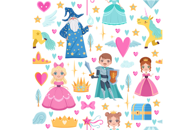 Seamless pattern with different magic elements