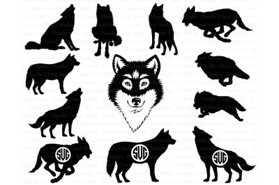 Wolf SVG&2C; Wolf Monogram SVG&2C; Wolf Head SVG files .