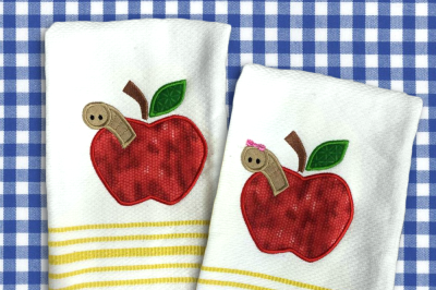 Apple with Worms | Applique Embroidery