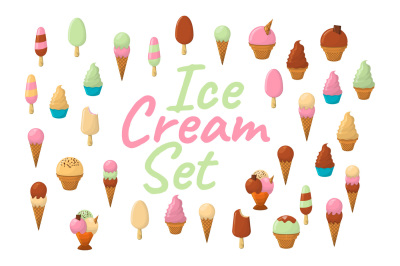 Set of Ice Cream Cartoon Icon.