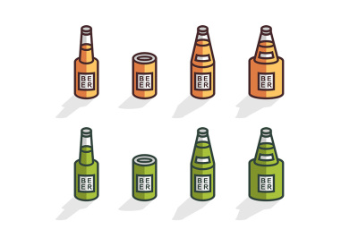 Isometric beer bottles