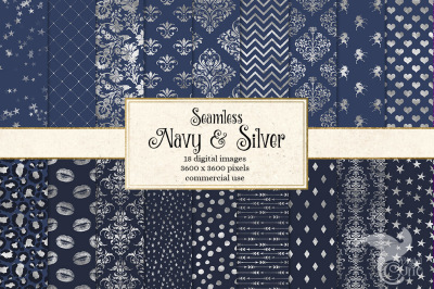 Navy and Silver Digital Paper