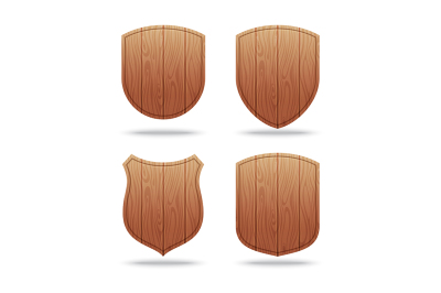 Set of empty wooden shapes