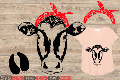Cow Head whit Bandana Silhouette SVG cowboy western Farm Milk 866s
