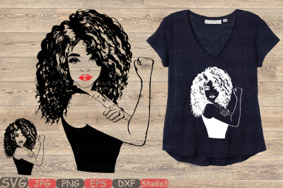Girl Power Silhouette SVG afro youth women Black Woman 867S