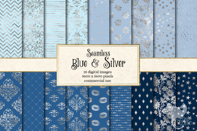 Blue and Silver Digital Paper