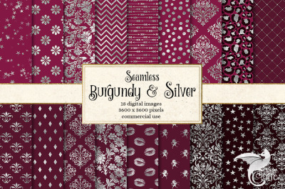 Burgundy and Silver Digital Paper