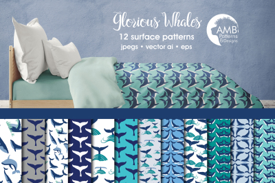 Glorious Whales patterns, Whale Tail papers AMB-399