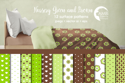 Nursery Green and Brown patterns AMB-838