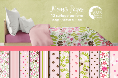Mom's Paper patterns, Floral Pink papers AMB-873