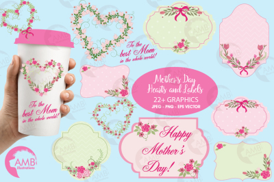 Mother's Day Hearts and Labels cliparts AMB-866