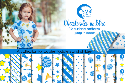 Cheerleader in Blue patterns, Cheerleader blue papers AMB-887