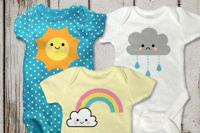 Sun Rainbow and Rain Cloud | SVG | PNG | DXF