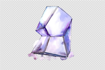 Magic crystals PNG watercolor set