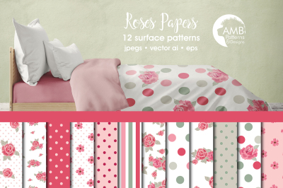 Roses patterns, Roses papers AMB-954