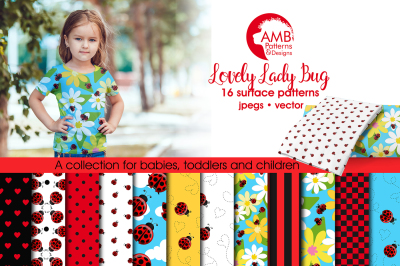 Lovely Lady Bug patterns, Ladybug papers AMB-1059