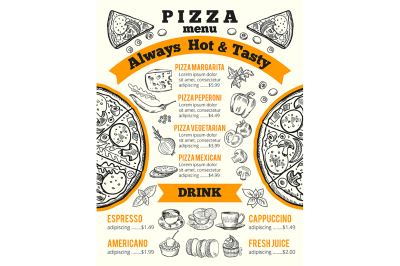 Design template for pizzeria menu