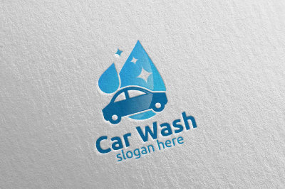 Car Wash Logo, Cleaning Car, Washing and Service Logo 1