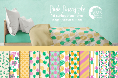 Pink Pineapple patterns, Pineapple papers AMB-1087